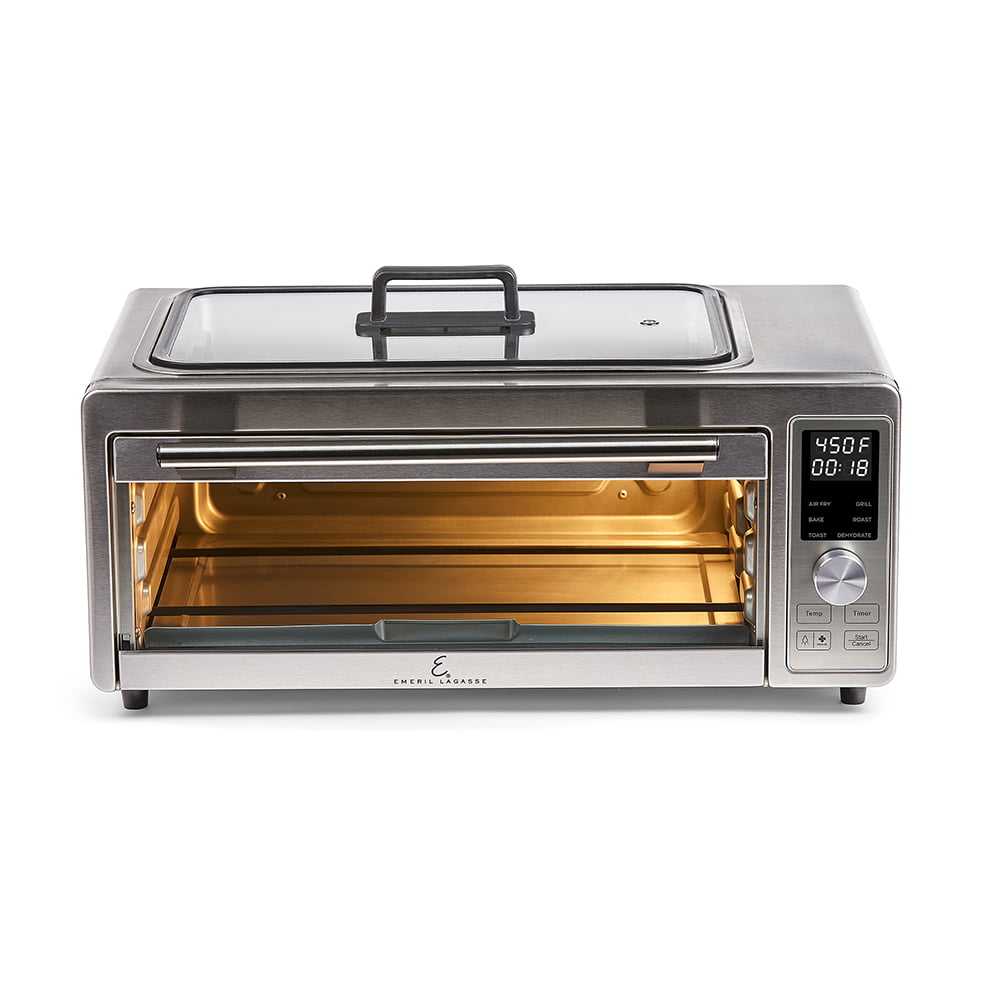 Emeril Lagasse Power Grill 360 Plus  6-in-1 Electric Indoor Grill and Air Fryer Toaster Oven with Smokeless Technology  Air Fry  Roast  Toast  Bake  Dehydrate