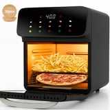 Bluebow Air Fryer 12QT Convection Oven with 10-in-1 Multi Function, Visible Window and Touchscreen, Black