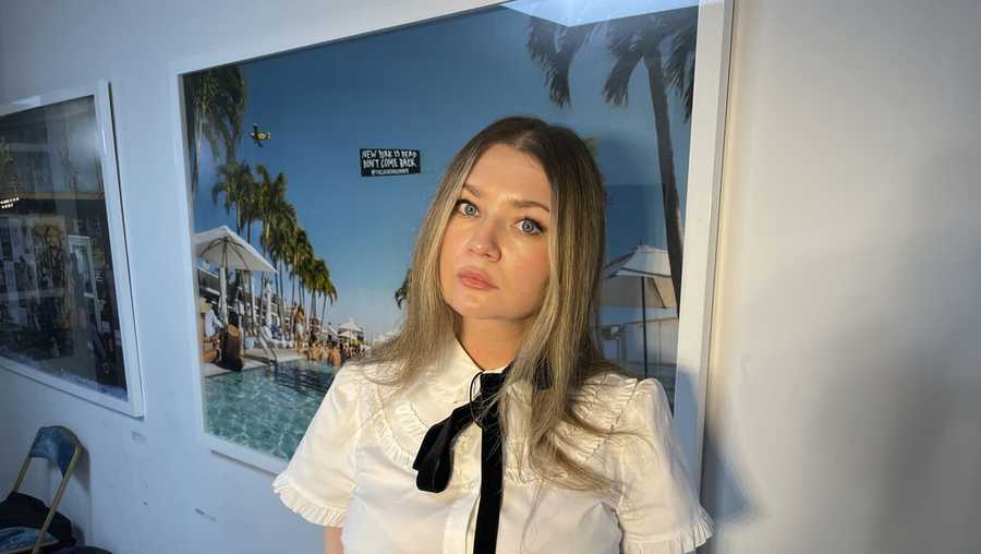 Anna Delvey, also known as Anna Sorokin, poses at her apartment in New York, May 26, 2023, to promote her podcast, "The Anna Delvey Show."