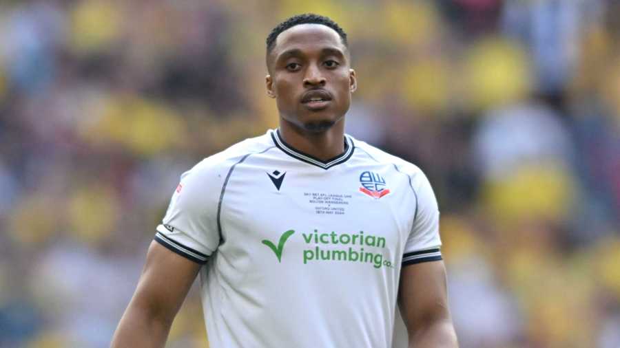 Victor Adeboyejo looks on during the League One play-off final last season between Bolton Wanderers and Oxford United at Wembley Stadium in London.